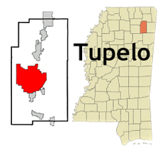map of Mississippi showing location of Tupelo