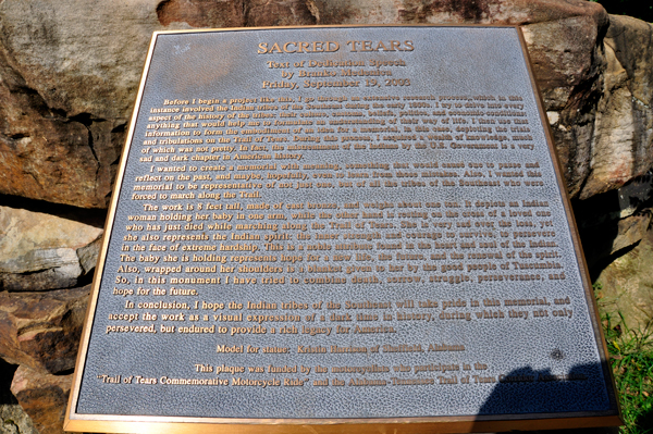 a different sign about the Sacred Tears statue