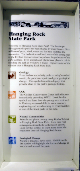 sign about Hanging Rock State Park