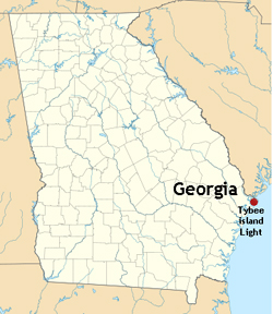map of Georgia showing location of the lighthouse