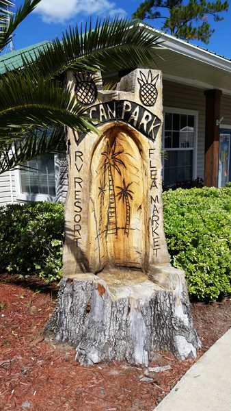 carved tree chair