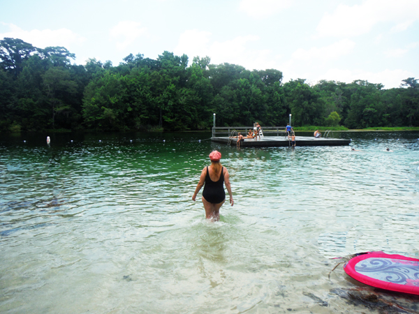 Karen Duquette in the icy cold water