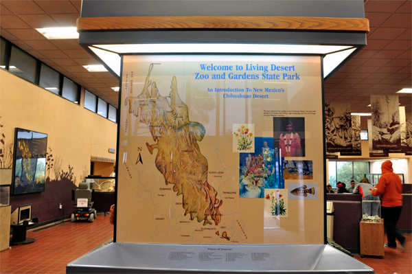 Welcome sign and map
