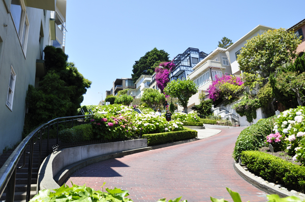 looking up at the zig-zag street
