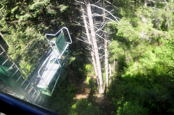 looking down from the sky tram