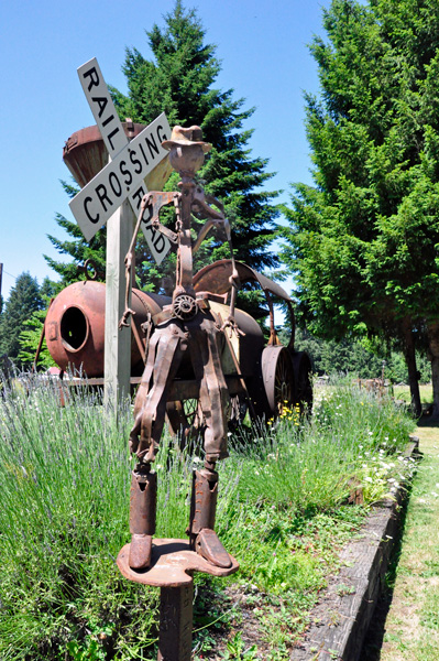 cowboy at a railroad crossing