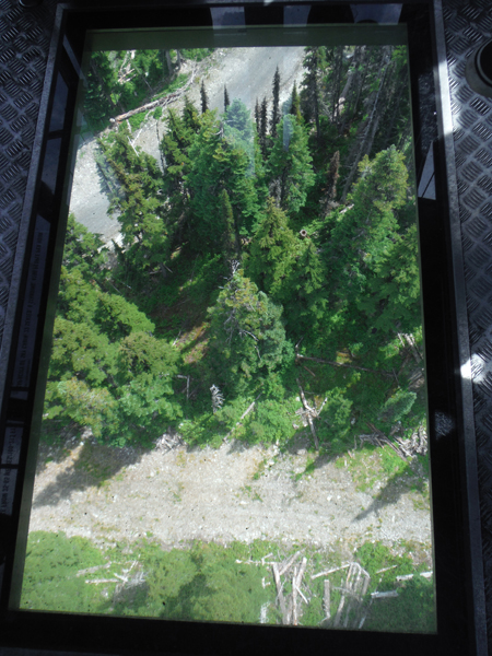 scenery through the glass bottom gondola