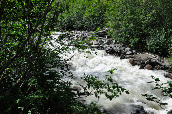 the raging creek.