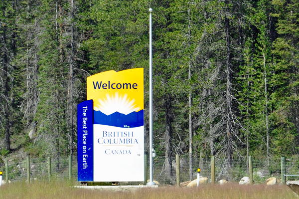 Welcome to British Columbia sign