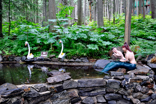 swans and mermaid figurines