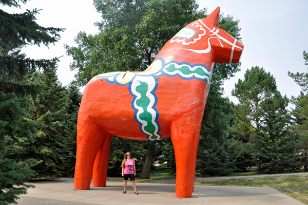 Karen Duquette under the Dala Horse