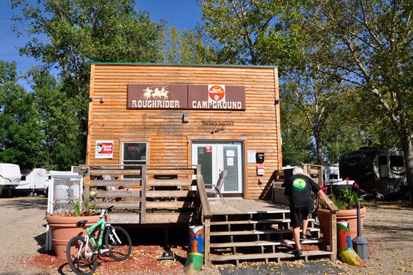 Lee entering the campground office