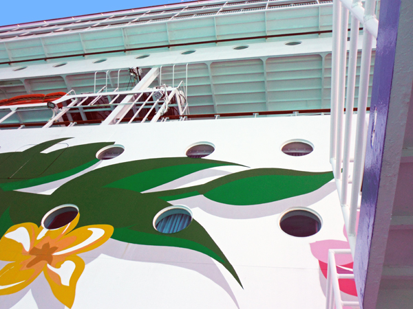 Looking up at the Norwegian Sky from the tender