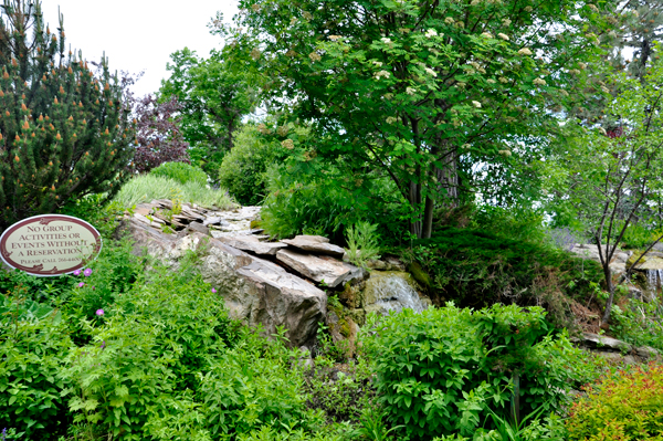 waterfall at the depot building
