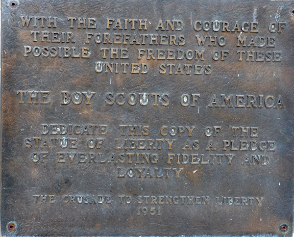 miniature Statue of Liberty plaque