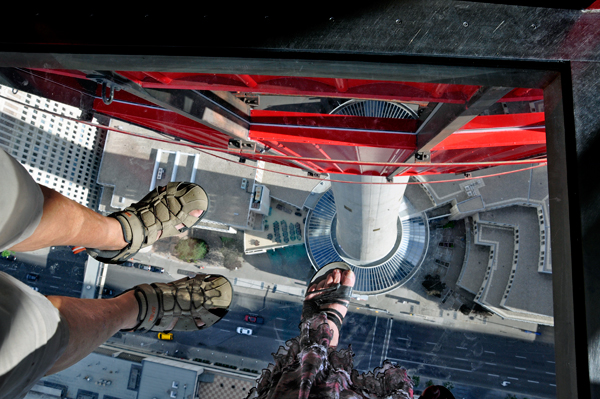 the feet of the two RV Gypsies on the glass floor