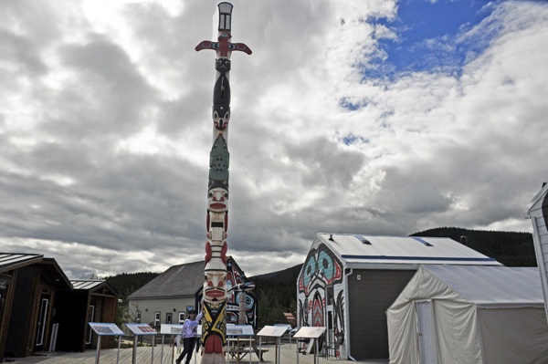 Carcross Commons and a tall totem pole