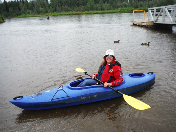 Karen Duquette in her kayak