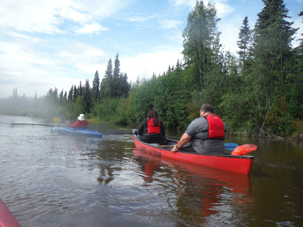 Karen, Renee and John kayaking