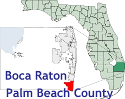 Florida map showing location of Boca Raton