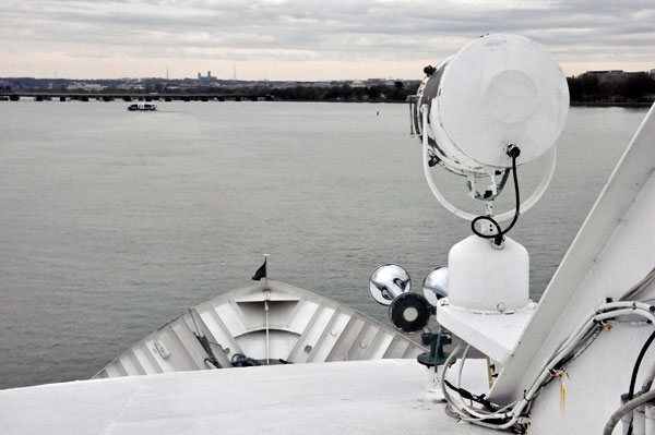 view from upper bow of the boat
