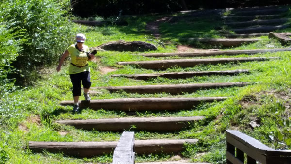 Karen Duquette approaching the dam