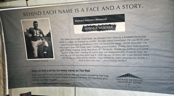 information on the side of The Wall That Heals 5th wheel