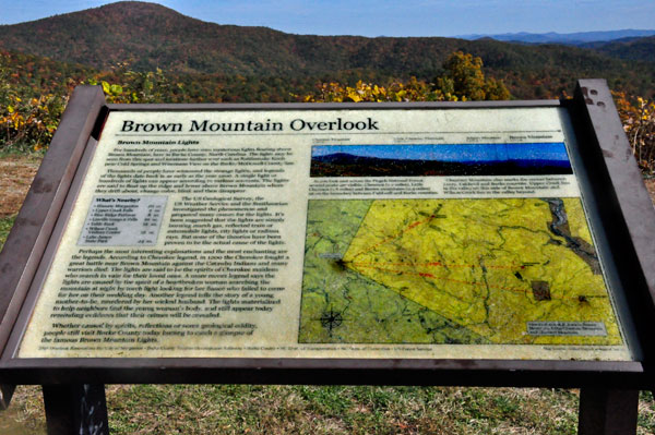 sign about Brown Mountain Overlook