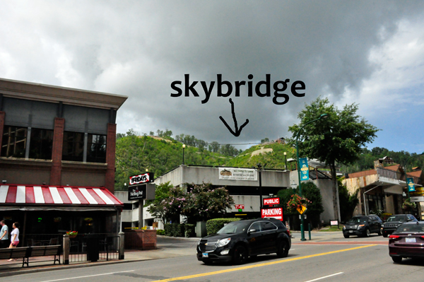 Gatlingburg Skybridge as seen from the town