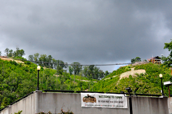Gatlingburg Skybridge as seen from the town