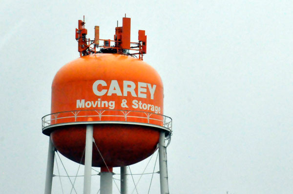 Orange water tower in Spartenburg, SC