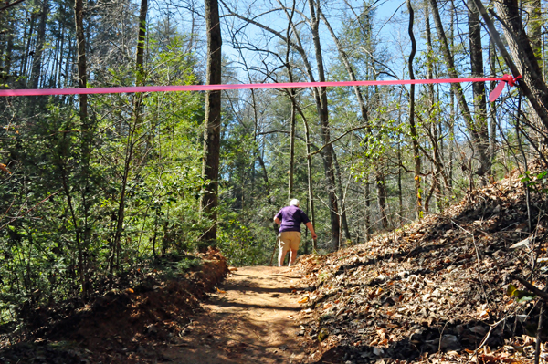 Pink rope at trailhead