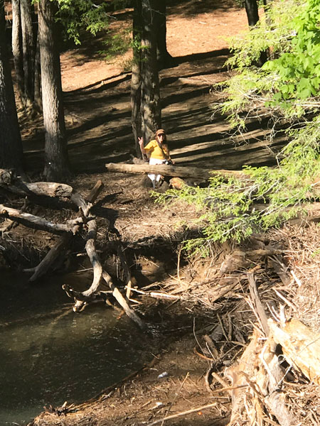 Karen Duquette down below the bridge