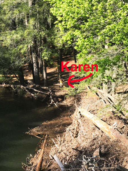 Karen down below the bridge