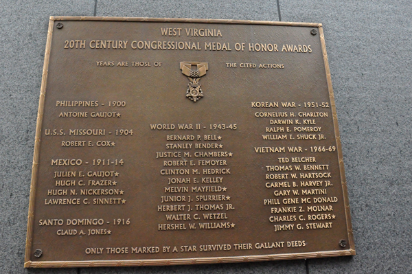 WV Medal of Honor Awards plaque
