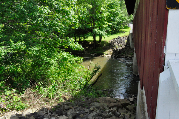 View from the side of the Glessner Covered Bridge