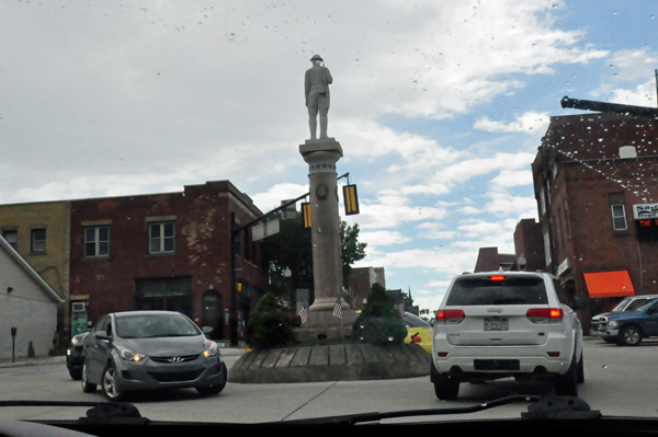 statue in the middle of a roundabout