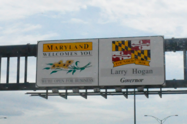 Maryland welcome sign