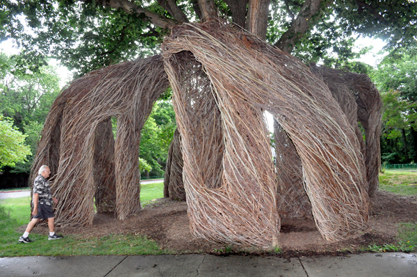 Lee Duquette entering the  sturcture