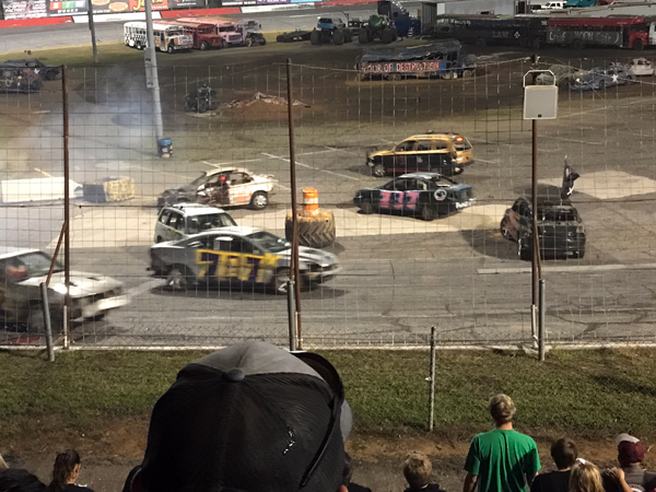 race cars and the round-about