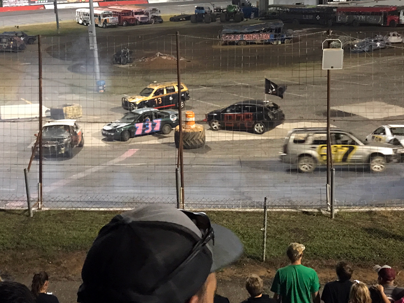 race cars and the round-about