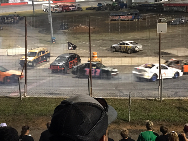 race cars and the round-about