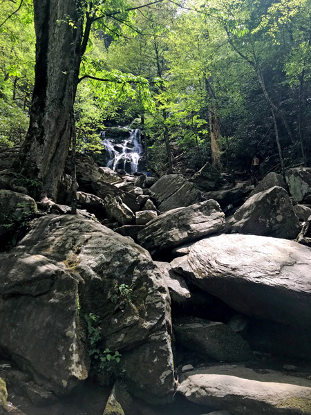 base of Catawaba Falls from the lower part of the falls.