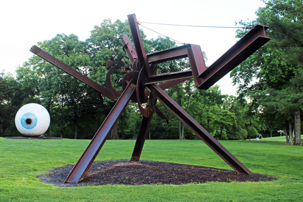 an unnamed sculpture and a giant eyeball