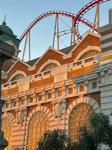 roller coaster above the building