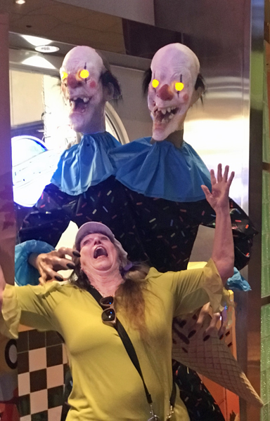 clowns scaring Karen Duquette