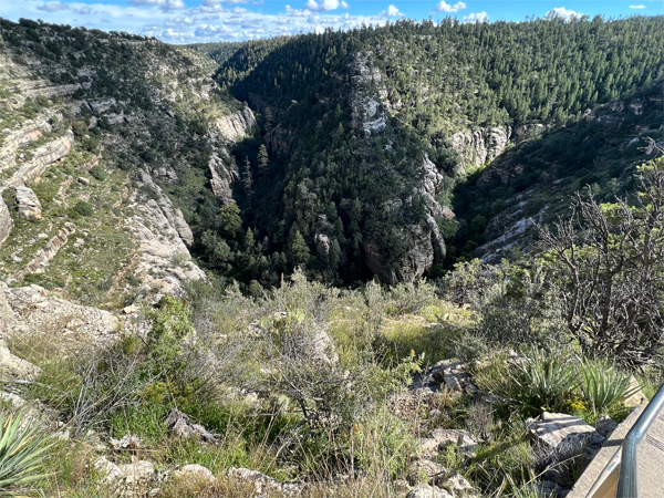 across curved canyon walls