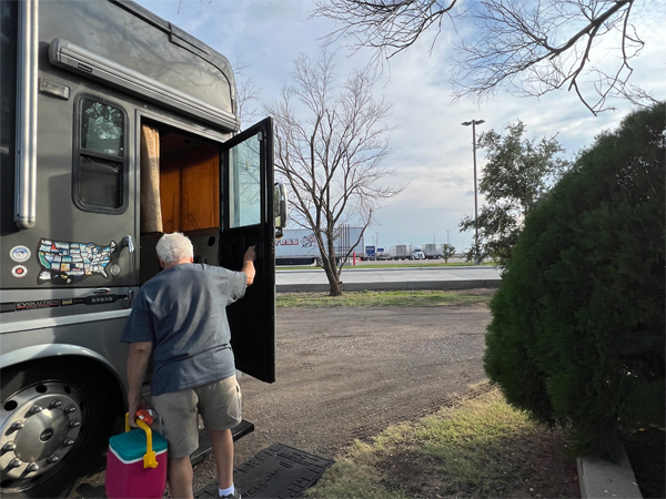 Lee Duquette entering the RV