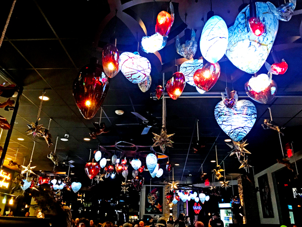 interesting lights hanging from the ceiling