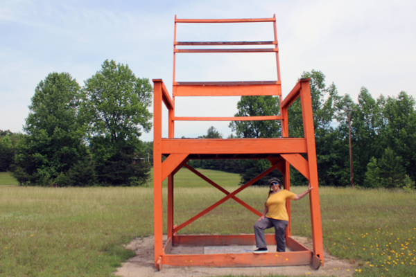 Karen Duquette at the giant chair